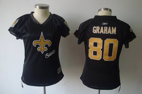 Saints #80 Jimmy Graham Black 2011 Women's Field Flirt Stitched NFL Jersey - Click Image to Close